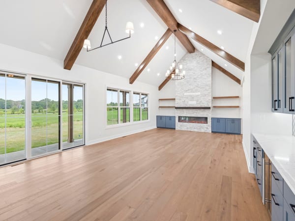 Custom home kitchen with natural wood